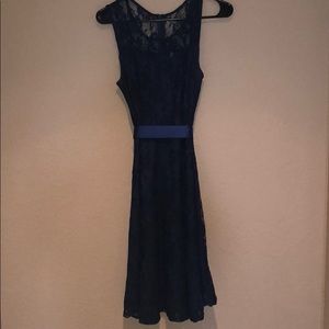 NAVY BLUE LACE KNEE LENGTH DRESS